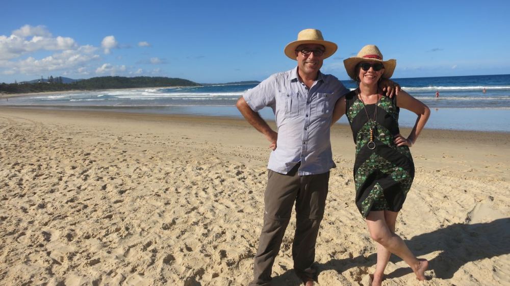 Chris and Susie on Sawtell Beach
