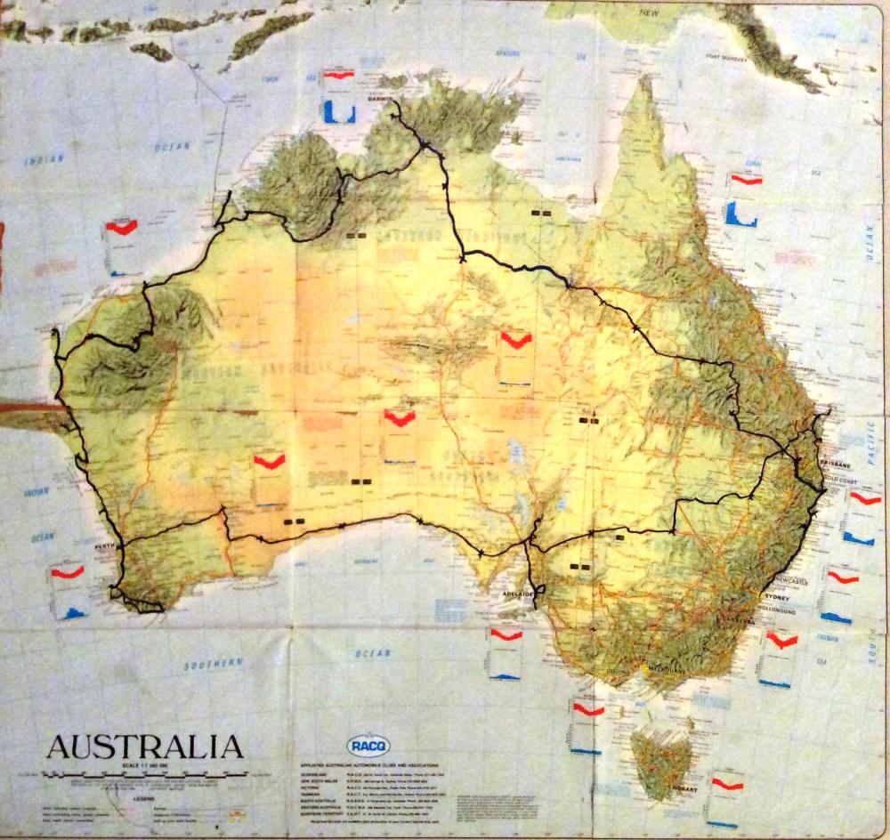 Map of Australia showing our route