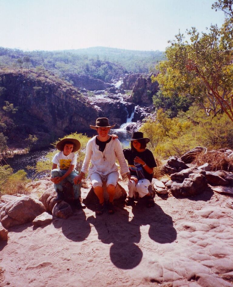 Clare, Susie and Ruby at Leliyn (Edith Falls)