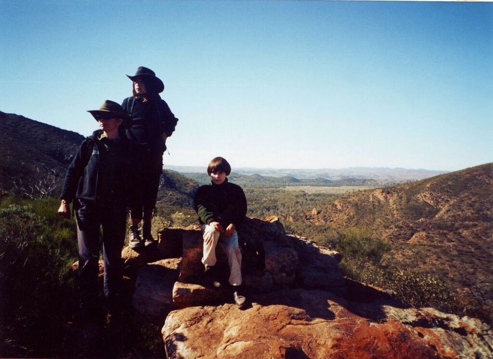 Susie, Ruby and Clare, top of Wilpena Pound, S.A.